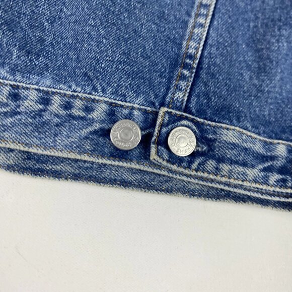 Vintage Gap Denim Jacket Mens Large Blue Trucker Button Front Pockets Washed 90s - Picture 8 of 12